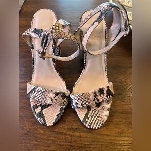 Aldo brand leather chunky heels snake print dress sandal